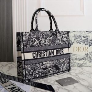 1st Copy Christian Dior Lady Bag Book Tote Black Tiger