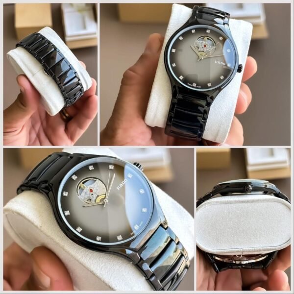 First Copy Rado Men's Black True Secret Diamonds Watch