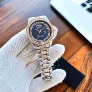 Rolex First Copy Zoom Watch for Men with Blue Dial & Two-Tone Diamond Bracelet