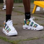 Branded Air More Uptempo White Sneakers