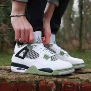 Branded Retro 4 Seafoam Oil Green Sneakers